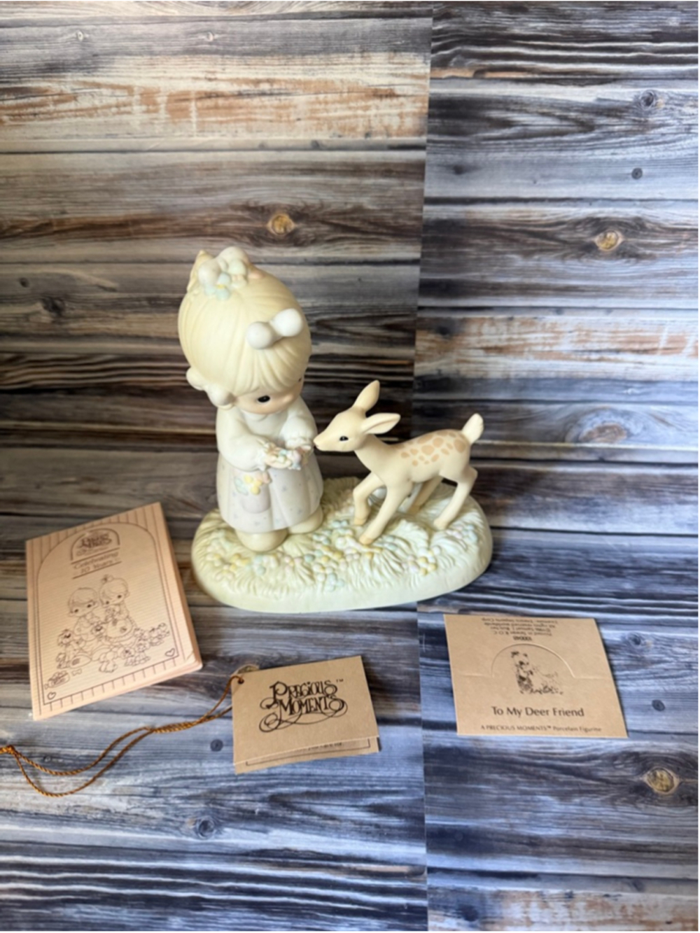 Precious Moments vintage 1986 To My Deer Friend Girl & Fawn Figurine